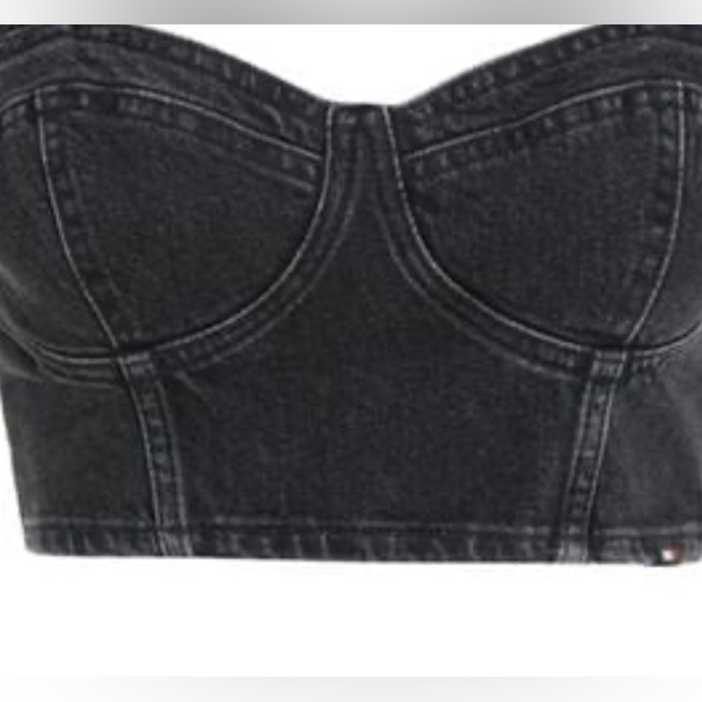 Black Denim Crop Top